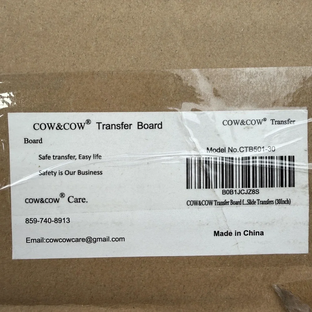 COW&COW Wooden Transfer Board‎ 30in With Cotton Gait Belt Beige Wheelchair Aid